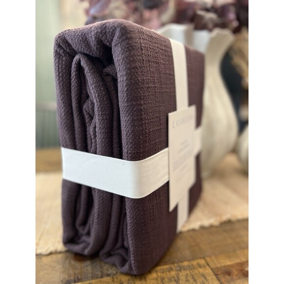 Full/Queen Cotton Slub Blanket Fig Brown - Casaluna NEW - Picture 5 of 6